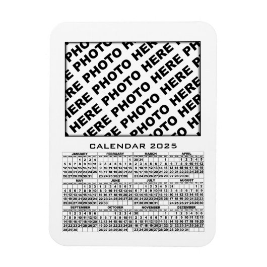 2025 Kalender 1 Fotos Magnet Weiß hinzufügen (Vertikal)