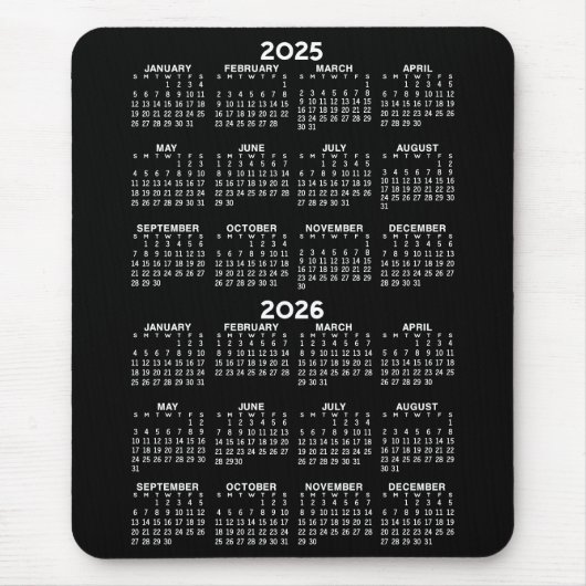 2025 Kalender 2026 - schwarzer Hintergrund - Verti Mousepad (Vorne)