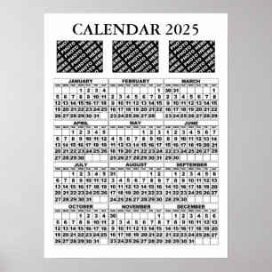 2025 Kalender 3 Fotos hinzufügen Poster White 18x2