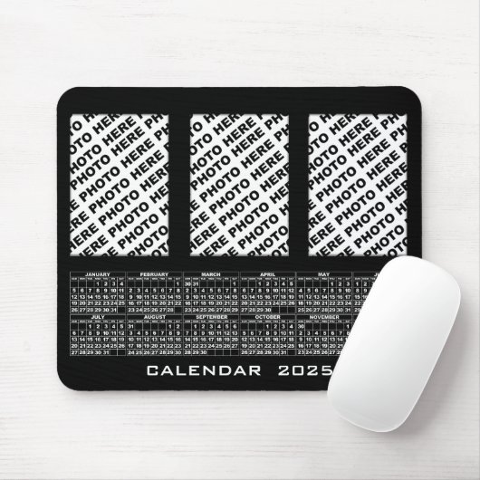 2025 Kalender 3 Vertikale Fotos hinzufügen Mousepa Mousepad (Mit Mouse)