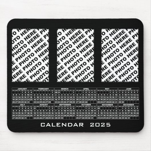 2025 Kalender 3 Vertikale Fotos hinzufügen Mousepa Mousepad (Vorne)