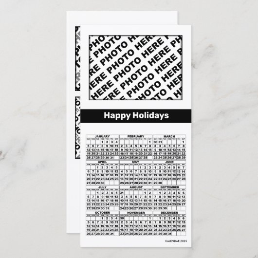 2025 Kalender 4 Fotos Karte hinzufügen Einfach Sch (Vorne/Hinten)