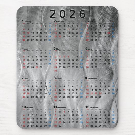 2025 Kalender Abstrakt aus Wavy Brushed Steel Mousepad (Vorne)