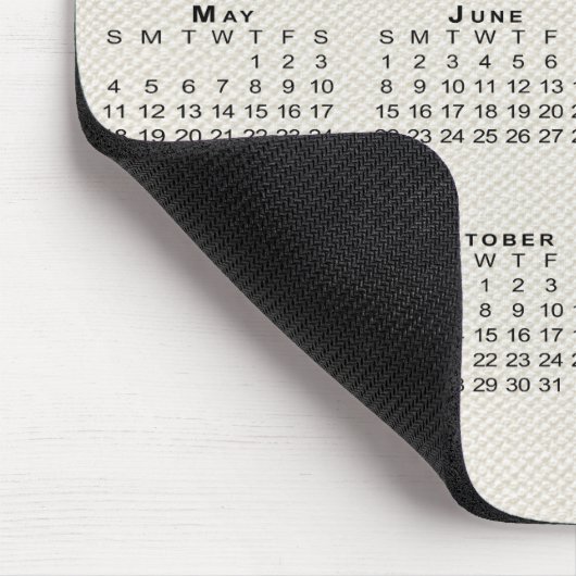 2025 Kalender auf Beige Imitate Leinwand Textur Mousepad (Ecke)