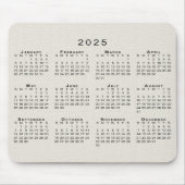 2025 Kalender auf Beige Imitate Leinwand Textur Mousepad (Vorne)