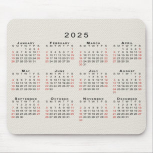2025 Kalender Beige Imitate Leinwand Textur Mousepad
