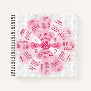 2025 Kalender Benutzerdefinierter Boho Retro Rosa  Notizblock