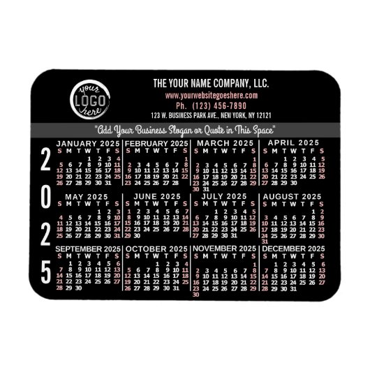 2025 Kalender Benutzerdefinierter Firmenlogo Name Magnet (Horizontal)