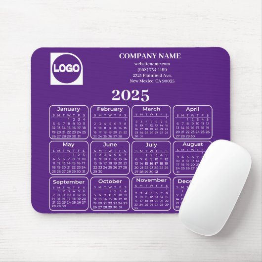 2025 Kalender Benutzerdefinierter Firmenname und L Mousepad (Mit Mouse)