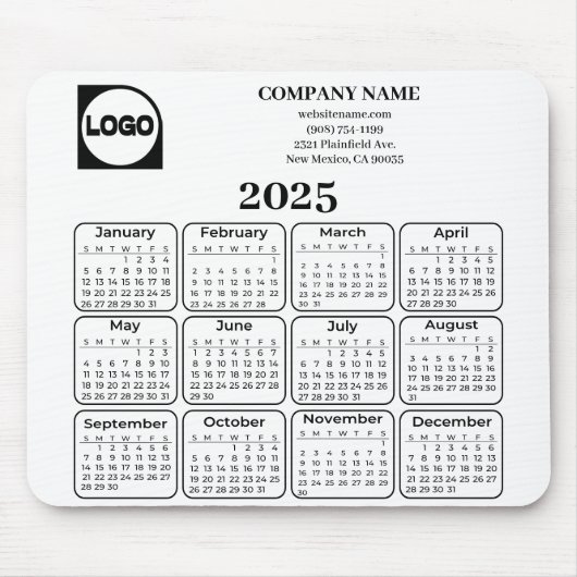 2025 Kalender Benutzerdefinierter Firmenname und L Mousepad (Vorne)