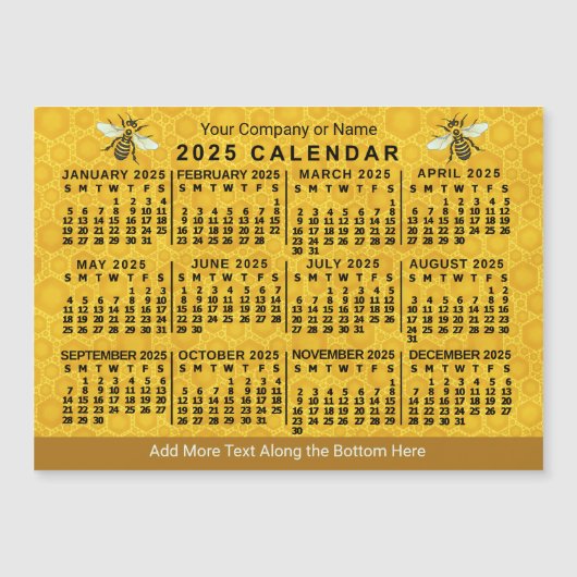 2025 Kalender Bienenwabenkräfte Custom Apiary Magn Magnetkarte (Vorderseite)