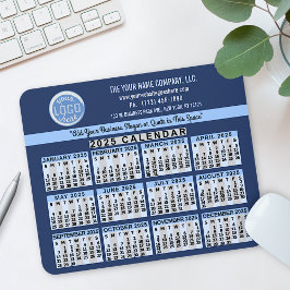 2025 Kalender Blue Easy Custom Business Logo Name Mousepad