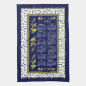 2025 Kalender Blueberries Gestrickte Blätter Navy  Geschirrtuch (Vertikal)