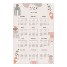 2025 Kalender Boho Mitte Jahrhundert Abstrakt Mini