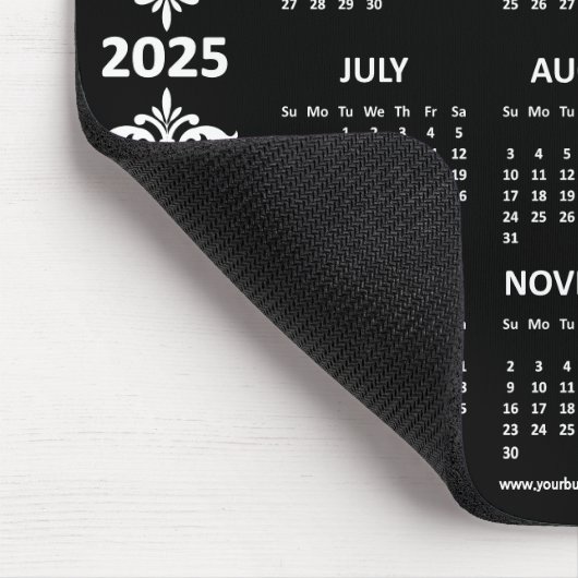 2025 Kalender Business-Logo QR-Code Schwarzes Baro Mousepad (Ecke)