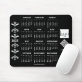 2025 Kalender Business-Logo QR-Code Schwarzes Baro Mousepad (Mit Mouse)