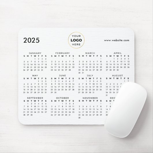 2025 Kalender Business-Logo Schwarz Mousepad (Mit Mouse)