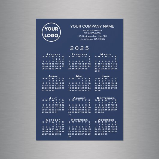 2025 Kalender Business-Logo Text Navy Magnet-Karte Magnetkarte