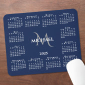 2025 Kalender Chic Monogram Name on Navy Blue Mousepad