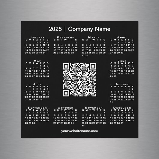 2025 Kalender Custom Business QR Code Black Magnet