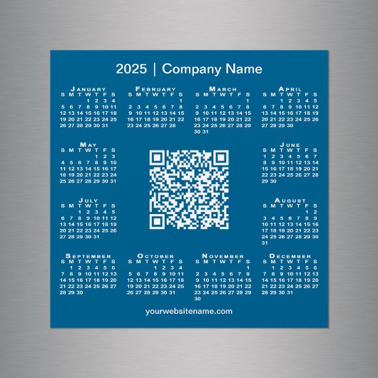 2025 Kalender Custom Business QR Code Blue Magnet
