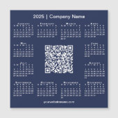 2025 Kalender Custom Business QR Code Navy Magnet (Vorderseite)