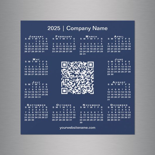 2025 Kalender Custom Business QR Code Navy Magnet