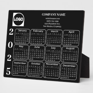2025 Kalender Custom Company Name & Logo Black Fotoplatte