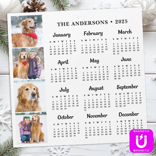 2025 Kalender der Fotos der Personalisierten Hunde Magnetkarte