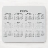 2025 Kalender Einfach grau und schwarz Mousepad (Vorne)