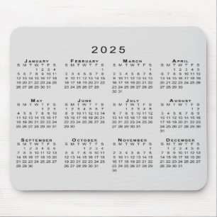 2025 Kalender Einfach grau und schwarz Mousepad