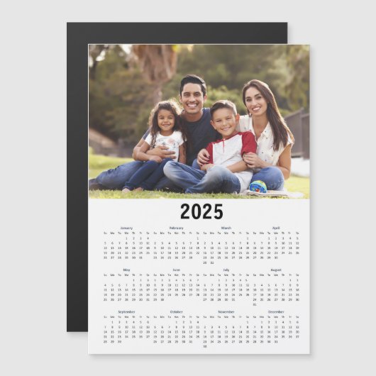 2025 Kalender Einfaches Foto Jahr anzeigen Magnetkarte (Vorne/Hinten)