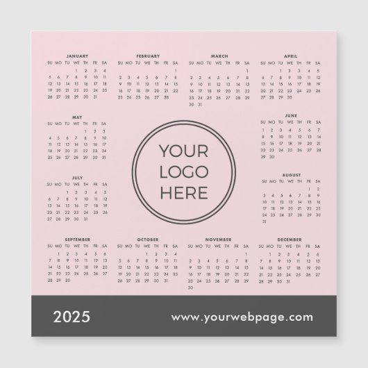 2025 Kalender Firmenlogo rosa Magnetkarte (Vorderseite)
