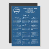 2025 Kalender Firmenlogo Text Blue Magnet Card (Vorne/Hinten)