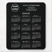 2025 Kalender-Firmenlogo und Text auf schwarz Mousepad (Vorne)