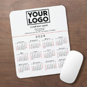 2025 Kalender - Firmenlogo und Text auf Weiß Mousepad