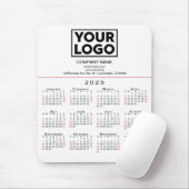 2025 Kalender - Firmenlogo und Text auf Weiß Mousepad (Mit Mouse)