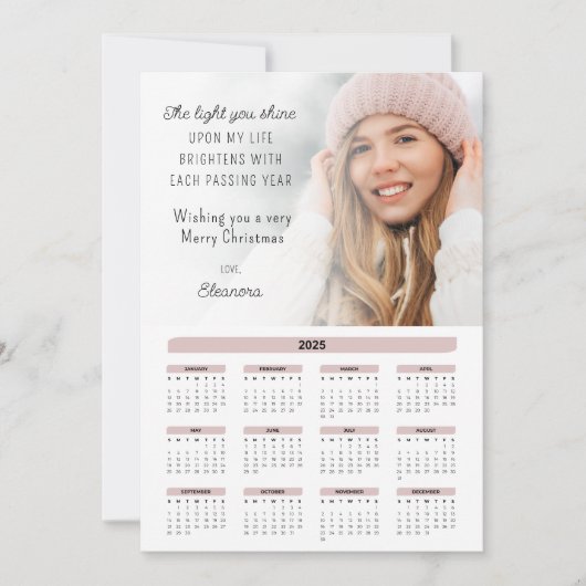 2025 Kalender Foto Motivierend Weihnachtskarte Feiertagskarte (Vorderseite)