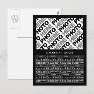 2025 Kalender Foto schwarze Postkarte hinzufügen