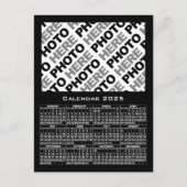 2025 Kalender Foto schwarze Postkarte hinzufügen (Vorderseite)