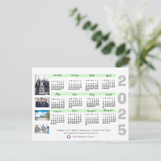 2025 Kalender Foto Weihnachten im Unternehmen Neuj Postkarte (Stehend Vorderseite)
