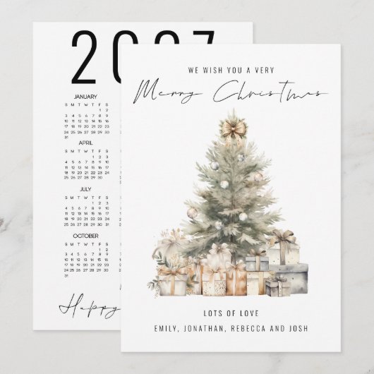 2025 Kalender Frohe Weihnachtsbaum Feiertagskarte (Vorne/Hinten)