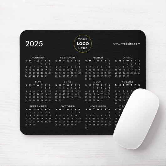 2025 Kalender Geschäft Logo Schwarz Mousepad (Mit Mouse)