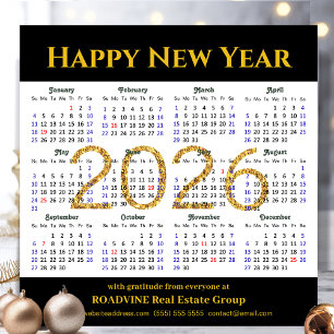 2025 Kalender Gold Schwarzes Geschäft Einfach Magn Magnetkarte
