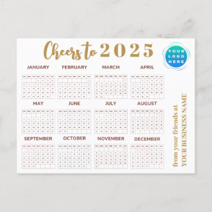 2025 Kalender Gold Weiß Geschäft Logo Feiertag Aut Feiertagspostkarte