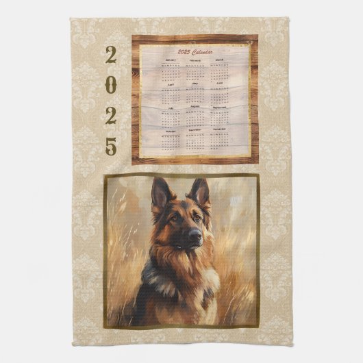 2025 Kalender Handtuch Deutscher Schäferhund Tan D (Vertikal)