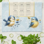 2025 Kalender Handtuch Niedliche Vögel Blauer Dama (Gefaltet)