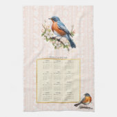 2025 Kalender Handtuch Robin Bird Peach Damask (Vertikal)