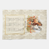 2025 Kalender Handtuchpferd im Sonnenuntergang Geschirrtuch (Horizontal)