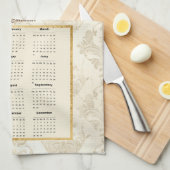 2025 Kalender Handtuchpferd im Sonnenuntergang Geschirrtuch (Viertel Falte)